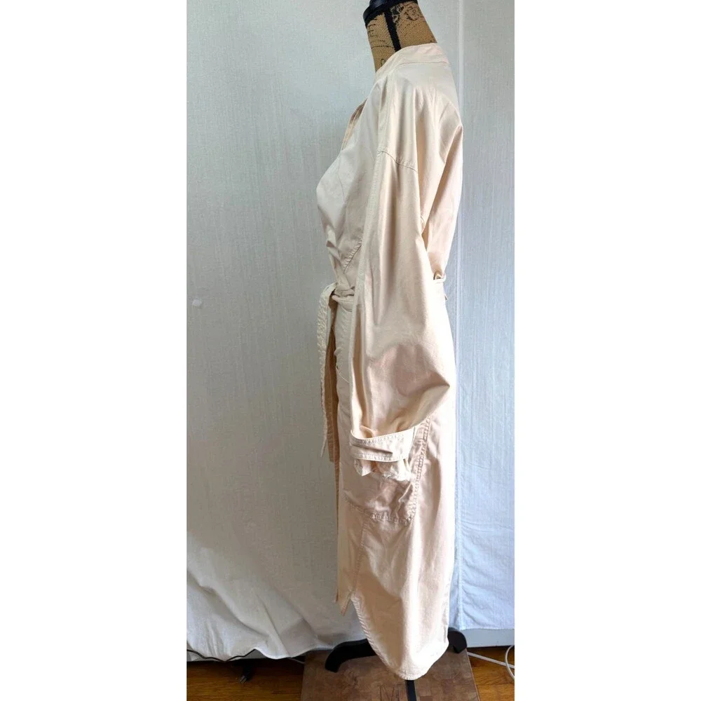 Zara Blush Cotton Oversized Midi Dolman Sleeve Belted Shirt Dress Sz S